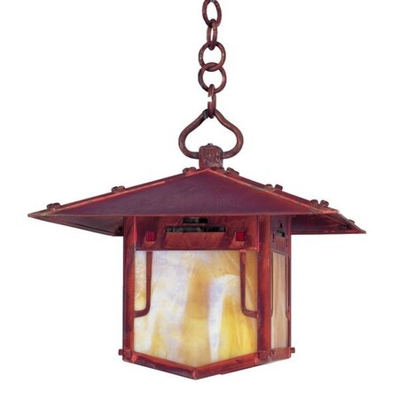 Arroyo Craftsman 12" Pagoda Pendant, Black, Green-Red-Gold White Iridescent Combination Glass PDH-12GRC-BK